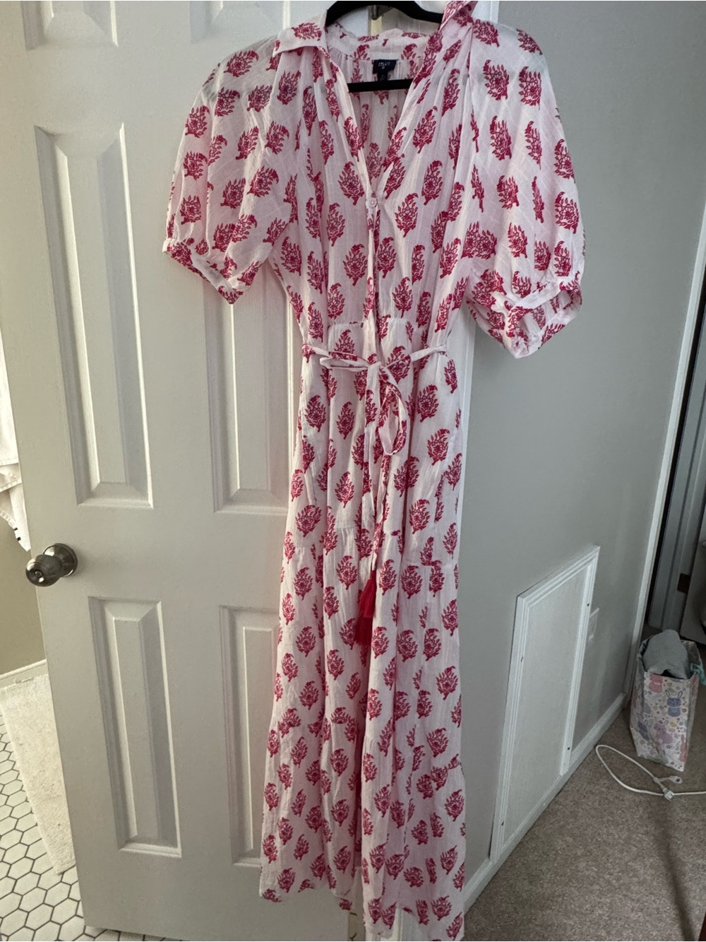 Like New Roller Rabbit x Target White Maxi Dress with Pink Floral Print